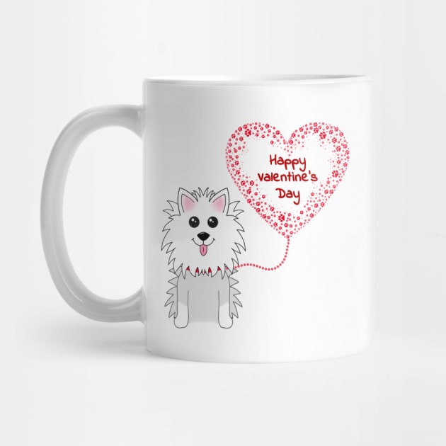 Valentines Day Dog with Paw-Print Heart Balloon by Designs_by_KC